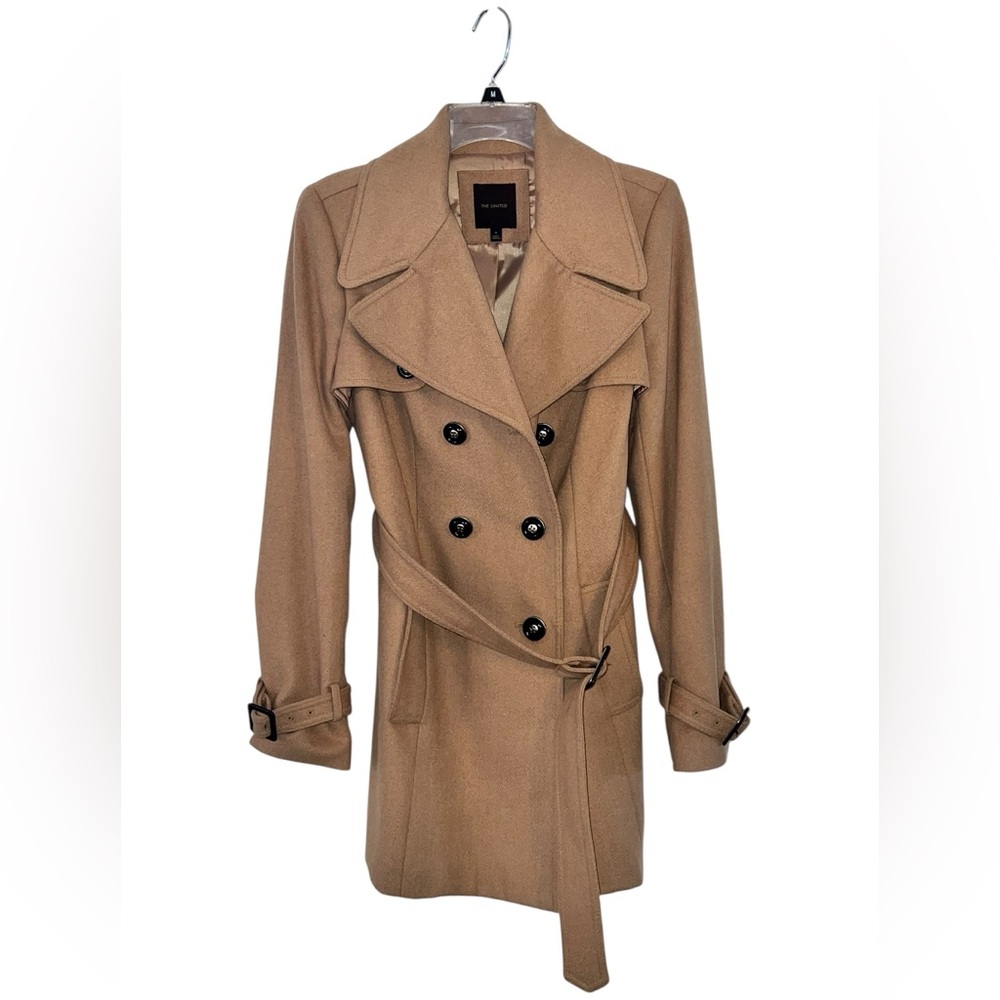 ✨ The Limited | Camel Wool-Blend Double-Breasted Trench Coat ✨ Size S